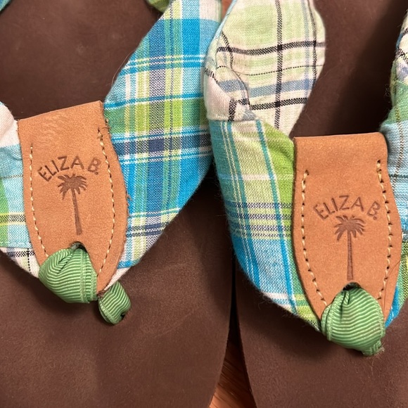 Eliza B Brown and Green Plaid Flip Flops - Picture 6 of 6
